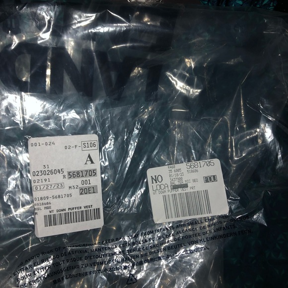 Lands' End Tall Down Puffer Vest 600 fill power Balsam Teal Micro Geo Medium New - Picture 7 of 13